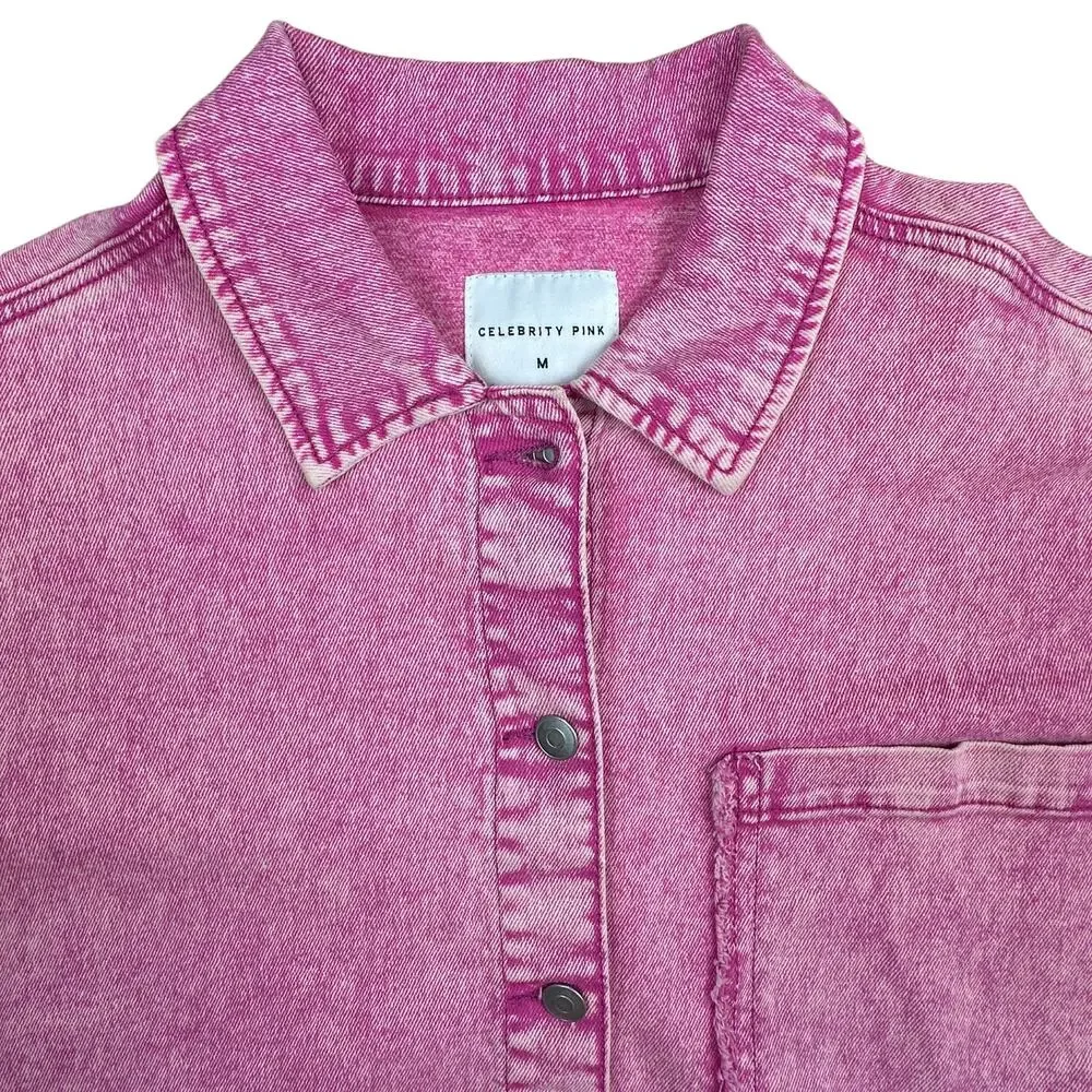 Celebrity Pink Women's Button Up Jeans Shirt Collared Long Sleeves Size M - Picture 14 of 16